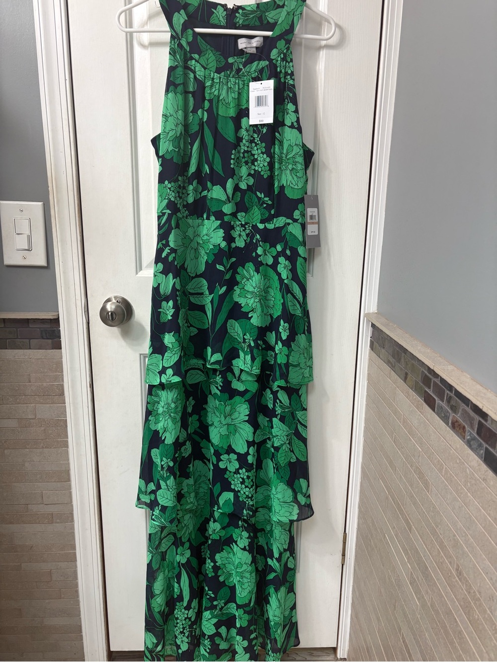 Marc New York Black Maxi Skirt with Green Floral Print #47
